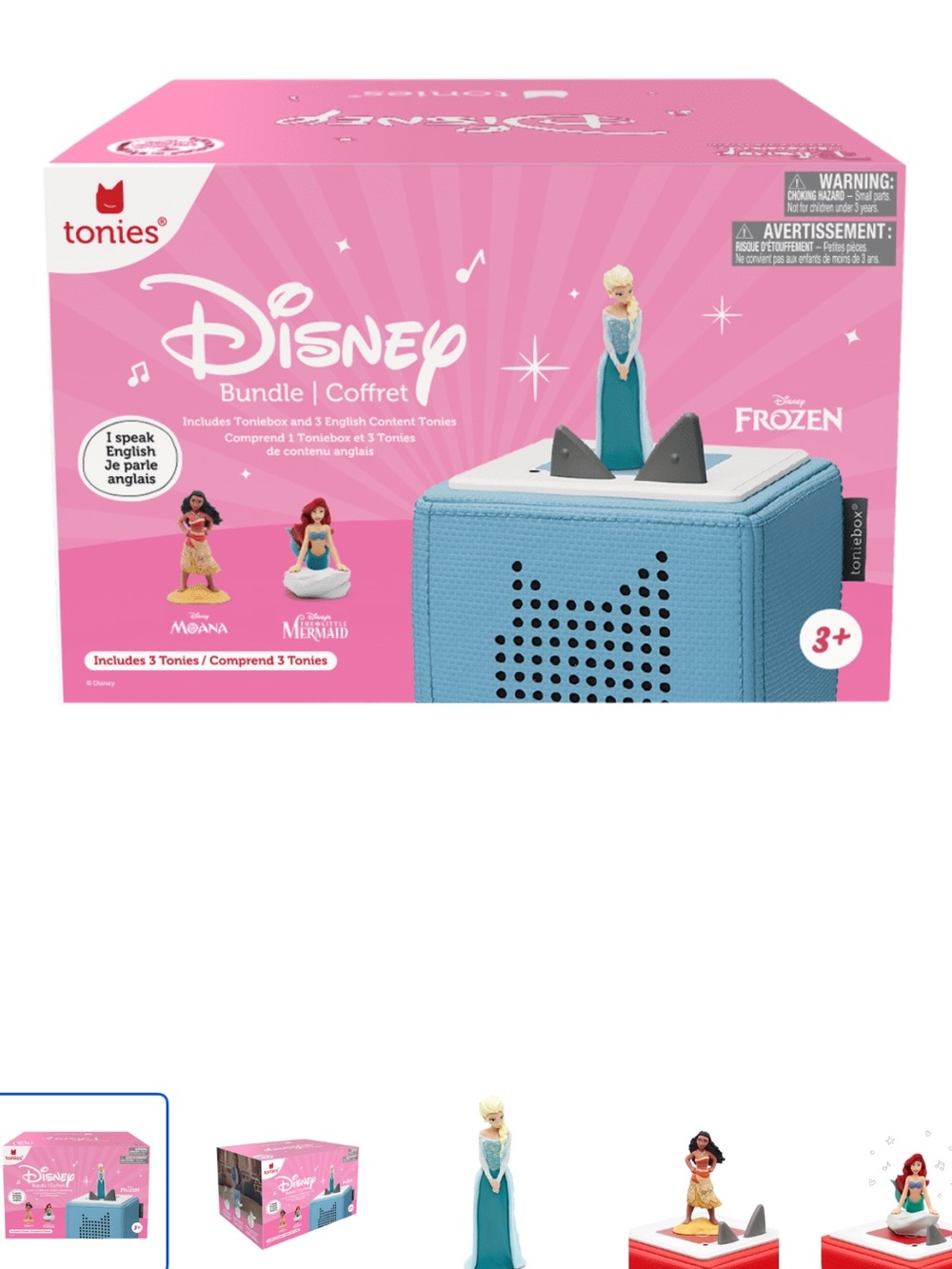 Toniebox Disney Bundle Blue Audio Player Elsa Moana Little Mermaid NIB
